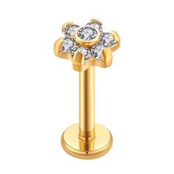 Labret florzinha segmentada com 7 zircônias - PB-W... - Pierce Boutique