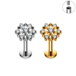 Labret de flor segmentado em 7 zircônias - PB-W437... - Pierce Boutique