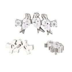 Labret- Passaros com Pedras 05 Zircônias ( 3 Corpo... - Pierce Boutique