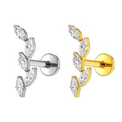 Piercing Labret Galho 5 Zircônias Lapidadas com Fa... - Pierce Boutique
