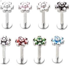 Topo Labret Formato Florzinha C/ 07 Pedra Cz Lapid... - Pierce Boutique