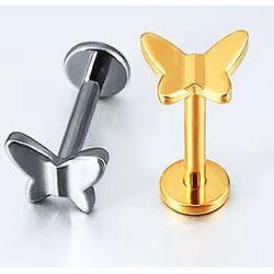 Piercing Labret Borboleta Titânio/ Pvd Gold 100% H... - Pierce Boutique