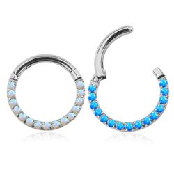 Argola Clicker Segmentada Com Pedras Opala Azul - ... - Pierce Boutique