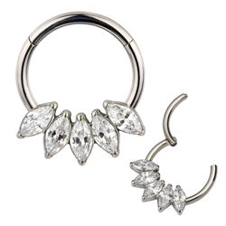 Argola Segmentada Com 5 Navete Zirconia Natural - ... - Pierce Boutique
