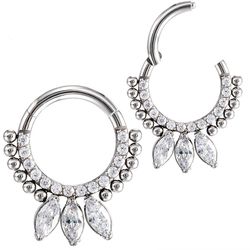Argola Com 3 Navetes Cz Com Pedraria e Bolinhas - ... - Pierce Boutique