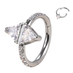 Argola Clicker Com Pedraria Swarovski Triângulo - ... - Pierce Boutique