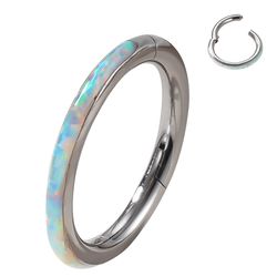 Argola Clicker Revestida Com Opalas Luzente - PB-0... - Pierce Boutique