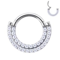 Argola Dupla Segmentada Com Pedras Cz - PB-0483 - Pierce Boutique