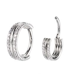 Argola Em Titânio Duas Voltas Com Pedraria Em Zirc... - Pierce Boutique