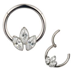Argola Segmentada Com 03 Pedras Zirconia Modelo Na... - Pierce Boutique