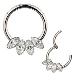 Argola Segmentada Com 04 Navete e Zirconias Natura... - Pierce Boutique