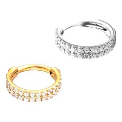 Argola Segmentada Com 2 Camadas Pedra Cz - PB-0464 - Pierce Boutique