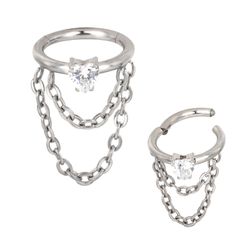 Argola Segmentada Com Pedra Formato Lagrima e Corr... - Pierce Boutique