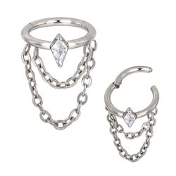 Argola Segmentada Com Pedra Losagulo Cz e Correnti... - Pierce Boutique