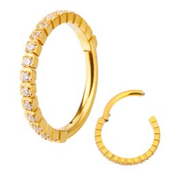 Argola Segmentada Com Pedras Cz Intercaladas e Enc... - Pierce Boutique