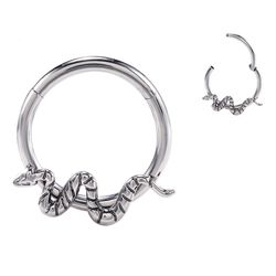 Argola Segmentada Com cobra Em Titanio Trabalhada ... - Pierce Boutique