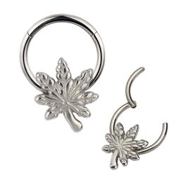 Argola Segmentada Em Titanio Formato Folha Canaden... - Pierce Boutique