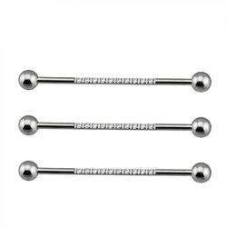Transversal Industrial Cravejado Com 10 Pedras Cz ... - Pierce Boutique