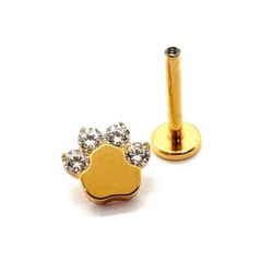 Labret Formato Patinha Com 04 Pedras Cz - PB-0509 - Pierce Boutique