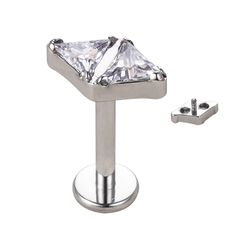 Labret Formato Triangulo Duplo, Pedra Zirconia - P... - Pierce Boutique