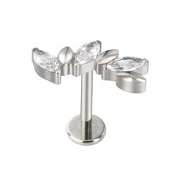 Labret Topo 03 Pedras Marquise Cz Alternadas e Cra... - Pierce Boutique
