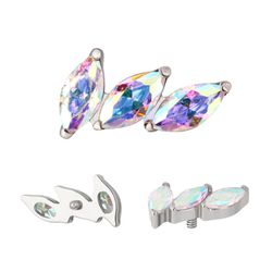 Labret, 03 Navete De Zircônia Com 2 Delas Inclinad... - Pierce Boutique