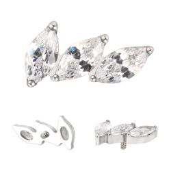 Labret, 03 Navete De Zircônia Com 2 Delas Inclinad... - Pierce Boutique