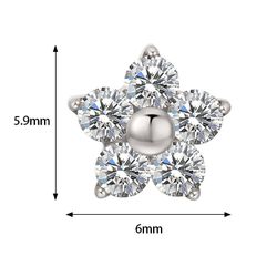  Labret 05 Pedras Zirconia Redondas Formato Rosa -... - Pierce Boutique