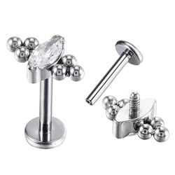 Labret Cluster Marquise com Bolinhas De Titânio -... - Pierce Boutique