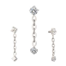 Topo 02 Pedras Cz Com Corrente 15mm Tirtanio - PB-... - Pierce Boutique