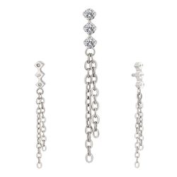 Labret Chuva De Correntes Com 3 Pedras Cz Redondas... - Pierce Boutique