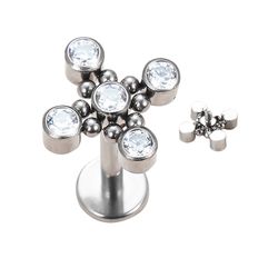 Labret Clusters Com 5 Pedras Cz Lapidadas Adrornad... - Pierce Boutique