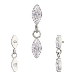 Labret Com 02 Pedra zircônias, Formato Marquise Ar... - Pierce Boutique