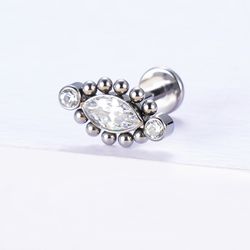  Labret Com Navete Cz Central Mais 02 Pedras Adorn... - Pierce Boutique