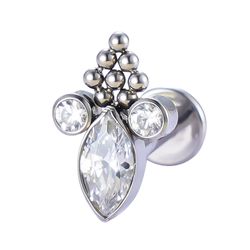  Labret Zircônias C/ 02 Pedras Redondas e Bolinhas... - Pierce Boutique