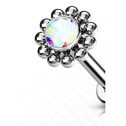 Topo Labret Pedra Cz Com Esferas Adornando Titanio... - Pierce Boutique