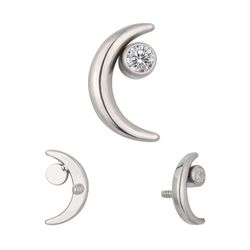 Labret Lua Com Pedra Cz Cravada Em Titanio - PB-1... - Pierce Boutique