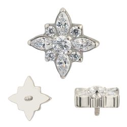 Labret 09 Pedras Navetes e Zirconias Redondas ,cen... - Pierce Boutique