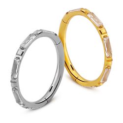 Argola De Click Com Pedras Cz Retangulares - PB-03... - Pierce Boutique