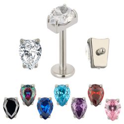 Labret Formato Gota Com 01 Pedra Zirconia - PB-097 - Pierce Boutique
