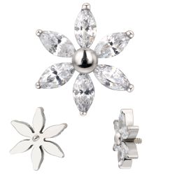 Labret, Formato Florzinha 05 Pedras Zirconias - PB... - Pierce Boutique