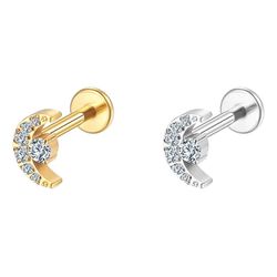 Labret Titânio Lua Zircônias Cravejadas com pedra ... - Pierce Boutique