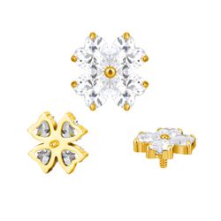 Trevo 4 corações zirconia natural - PB-W1435 - Pierce Boutique