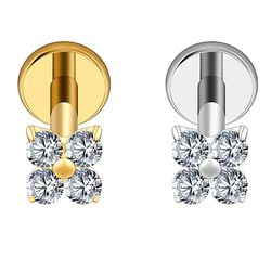 Piercing Labret com 4 Zircônias Cúbica (Mini Trevo... - Pierce Boutique