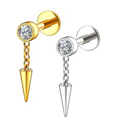  Piercings Labret Ponto de Luz e Pingente - PB-W3... - Pierce Boutique