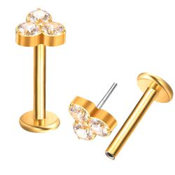  Labret trinity 03 Pedras CZ Pedras zircônias Crav... - Pierce Boutique