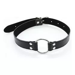 Mordaça Choker com Anel de Metal - Preto - Pimenta Angelical 