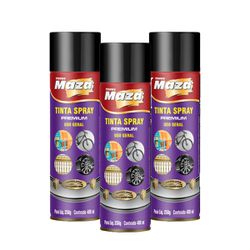 KIT SPRAY PRETO FOSCO 3 UN. 250G MAZA - PinteDecore