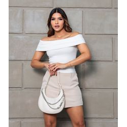 Blusa Decote Ombro a Ombro Branca - basi aurora br... - Pira Pitanga