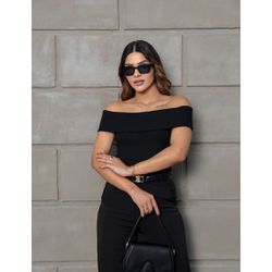 Blusa Decote Ombro a Ombro Preta - basi aurora pre... - Pira Pitanga